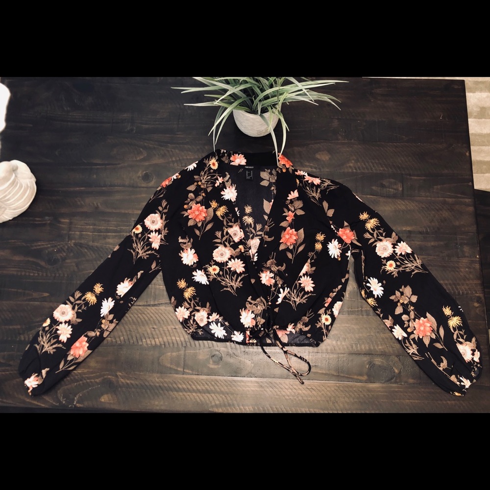 F21 Floral blazer styled top